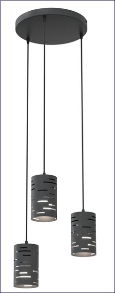 Czarna potrójna lampa wisząca nad stół - D146 G1-F12