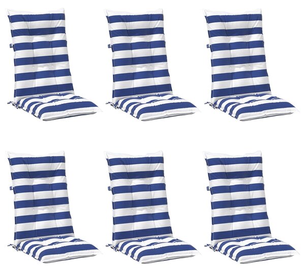 Poduszka na zewnątrz 6 pcs Niebieski i biały 120 x 50 x 7 cm