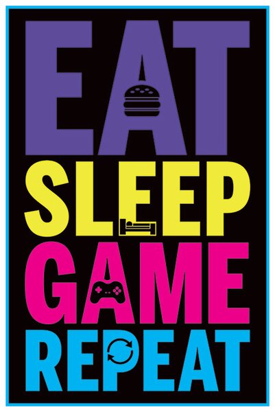 Plakat, Obraz Eat Sleep Game Repeat - Gaming, (61 x 91.5 cm)