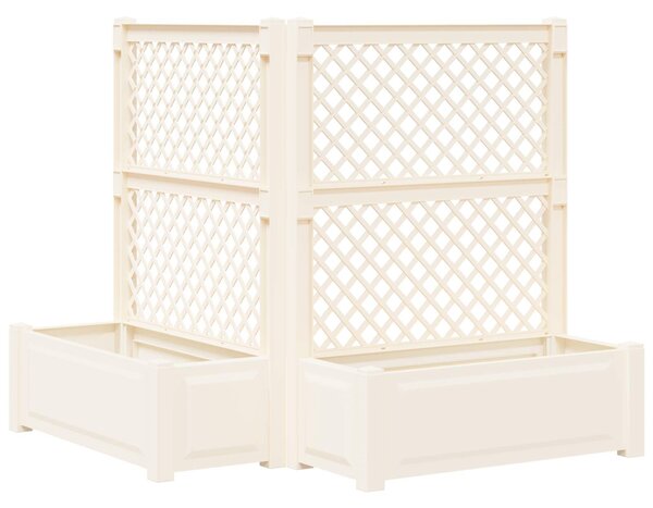 Duża doniczka z trelą 2 pcs Biały 143 x 143 x 133,5 cm PP