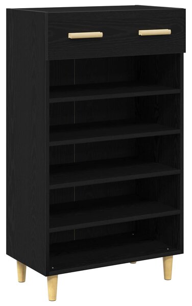 Szafka na buty z szufladą z półką Czarny Dąb 60 x 35 x 105 cm