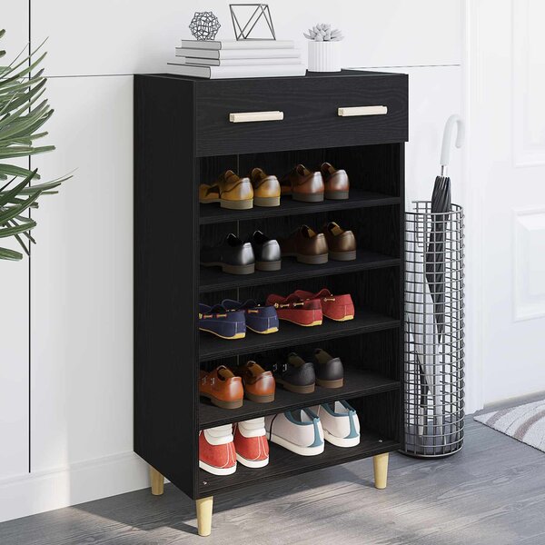 Szafka na buty z szufladą z półką Czarny Dąb 60 x 35 x 105 cm