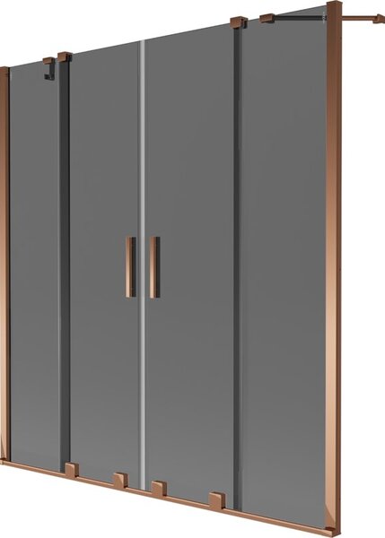 Mexen Velar Duo parawan nawannowy 2-skrzydłowy rozsuwany 160 x 150 cm, grafit, różowe złoto - 896-160-000-42-60