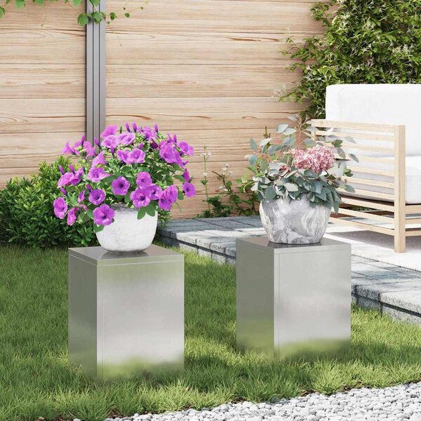 Stojak na rośliny 2 pcs Srebrny 24 x 24 x 35 cm stal nierdzewna