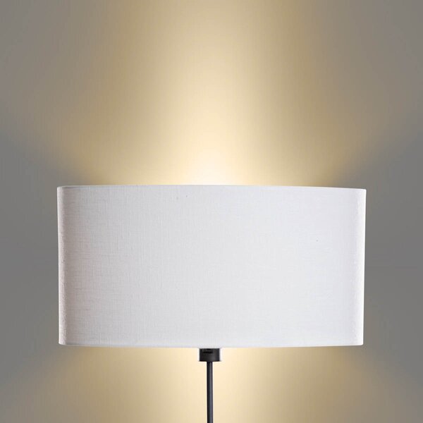 Lampa podłogowa czarna z owalnym abażurem lnianym białym 50cm - Parte