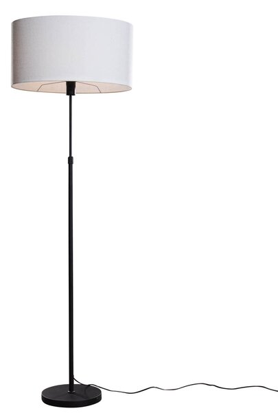 Lampa podłogowa czarna z owalnym abażurem lnianym białym 50cm - Parte