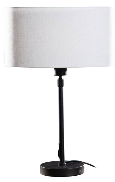 Lampa stołowa czarna z owalnym abażurem lnianym białym 35 cm - Parte