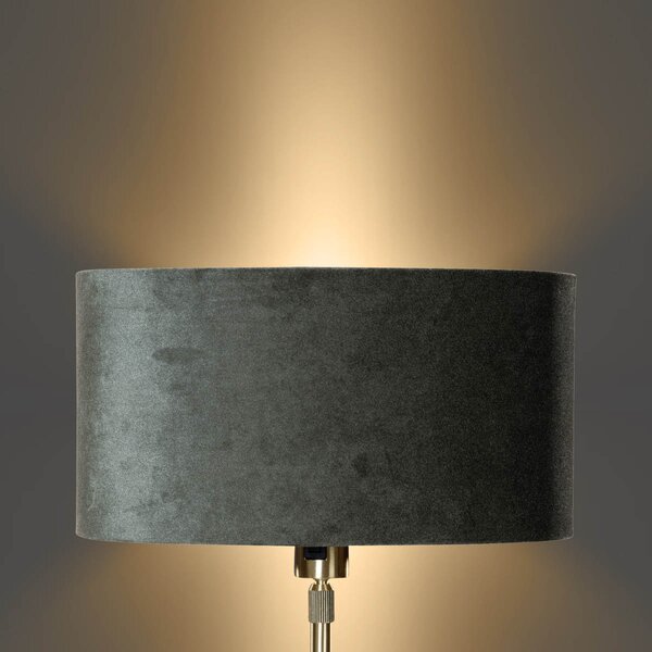 Lampa stołowa złota z owalnym aksamitnym abażurem zielonym 35 cm - Parte