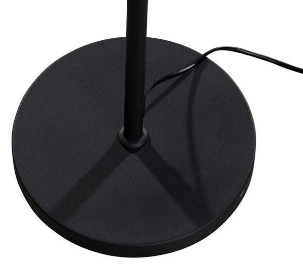 Lampa podłogowa czarna z owalnym abażurem lnianym białym 50cm - Parte