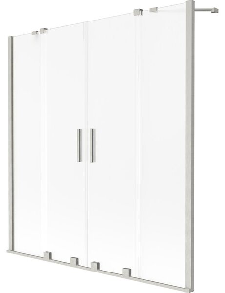 Mexen Velar Duo parawan nawannowy 2-skrzydłowy rozsuwany 150 x 150 cm, szron, nikiel szczotkowany - 896-150-000-32-97