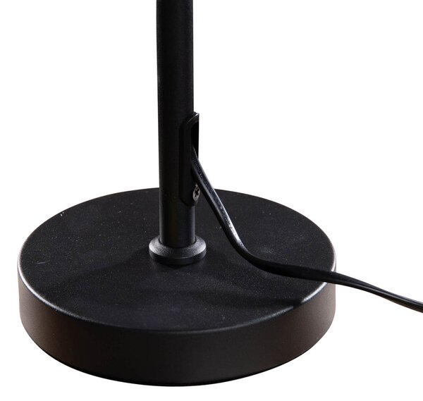 Lampa stołowa czarna z owalnym abażurem lnianym białym 35 cm - Parte