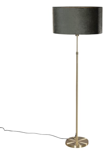 Lampa podłogowa złota z owalnym aksamitnym abażurem zielonym 50cm - Parte