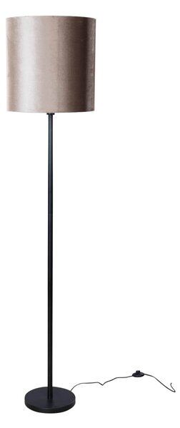 Lampa podłogowa czarna z abażurem z weluru taupe 50 cm - Simplo