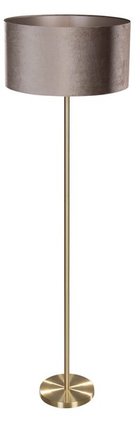Lampa podłogowa mosiężna z welurowym abażurem taupe 50cm - Simplo
