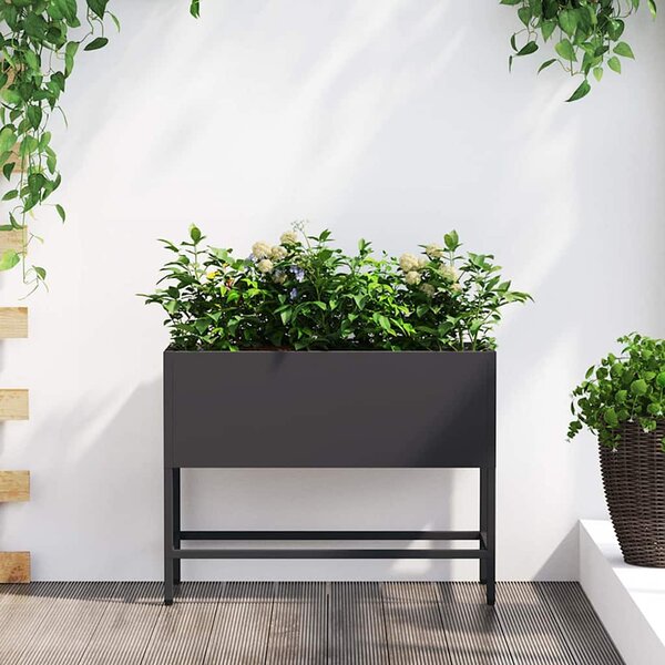Podwyższona doniczka ogrodowa Czarny 60 x 26 x 45 cm Stal
