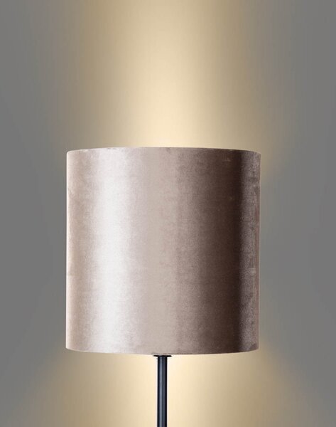Lampa podłogowa czarna z abażurem z weluru taupe 50 cm - Simplo