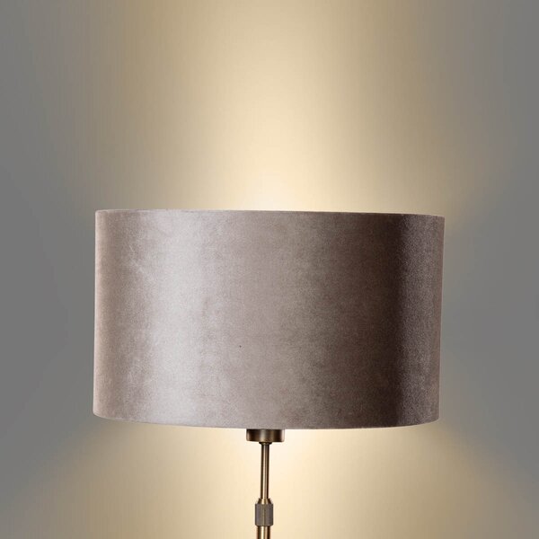 Lampa stołowa brązowa z abażurem z weluru taupe 35cm - Parte
