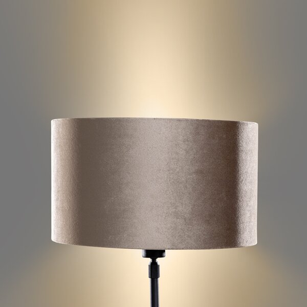 Lampka stołowa czarna z abażurem z weluru taupe 35 cm - Parte