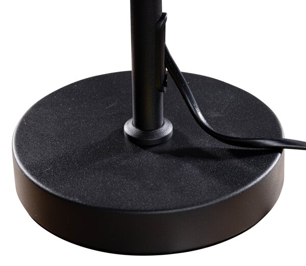 Lampka stołowa czarna z abażurem z weluru taupe 35 cm - Parte