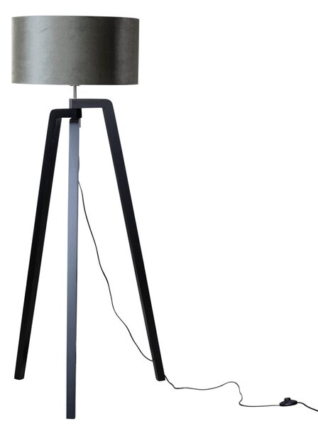 Lampa podłogowa Puros - Czarna z zielonym aksamitnym abażurem 50cm