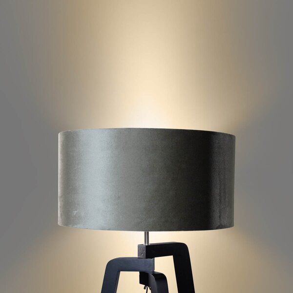 Lampa podłogowa Puros - Czarna z zielonym aksamitnym abażurem 50cm