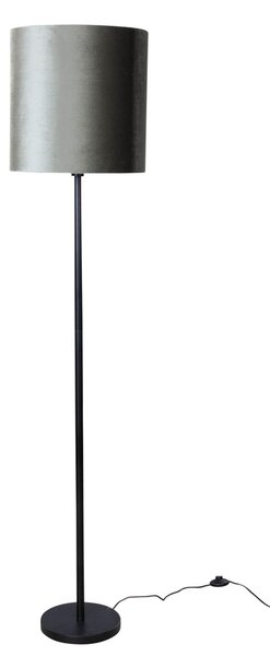 Lampa podłogowa czarna z zielonym aksamitnym abażurem 40 cm - Simplo