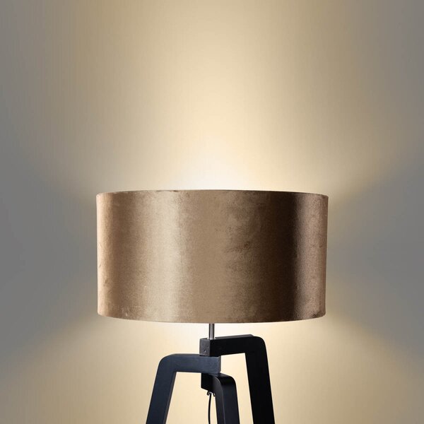 Lampa podłogowa czarna z aksamitnym abażurem w kolorze brązu 50 cm - Puros