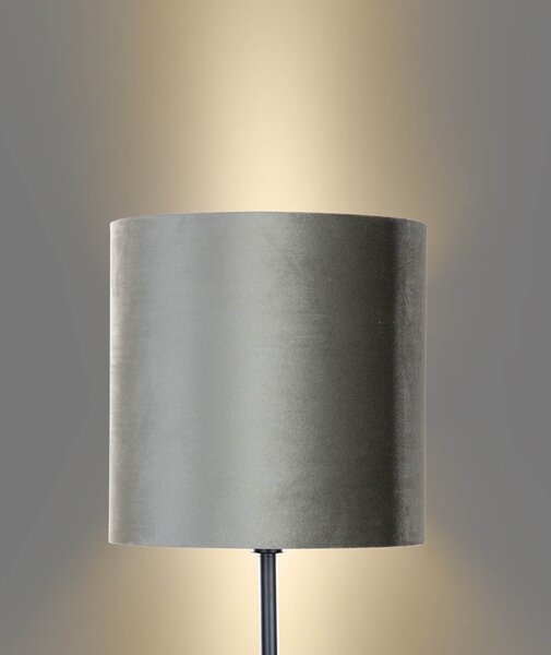 Lampa podłogowa czarna z zielonym aksamitnym abażurem 40 cm - Simplo