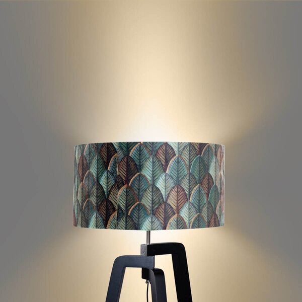 Lampa podłogowa czarna z aksamitnym abażurem w kształcie liści 50cm - Puros