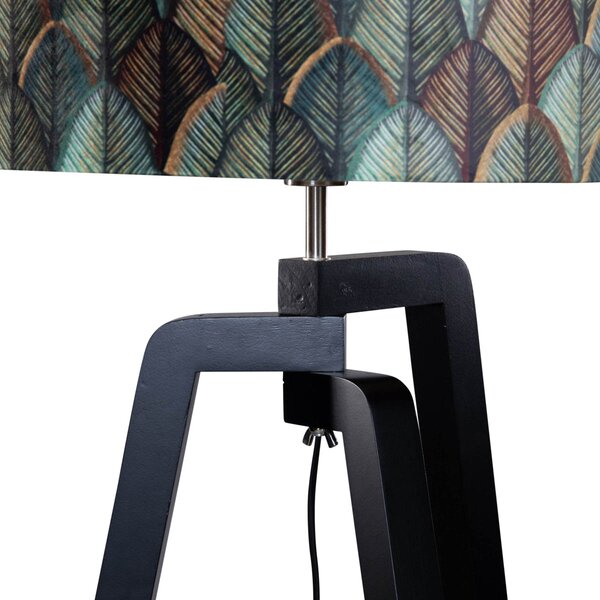 Lampa podłogowa czarna z aksamitnym abażurem w kształcie liści 50cm - Puros