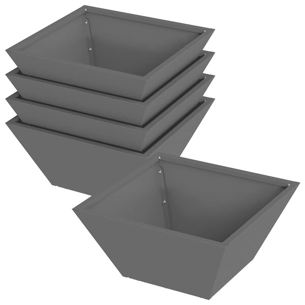 Doniczka ogrodowa 5 pcs Czarny 35 x 35 x 15 cm Stal zimnogięta