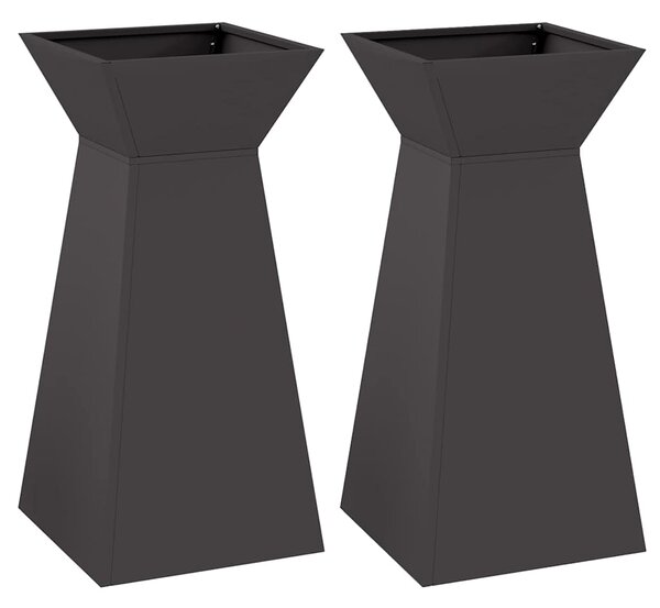 Donica słupowa 2 pcs Czarny 35 x 35 x 73 cm
