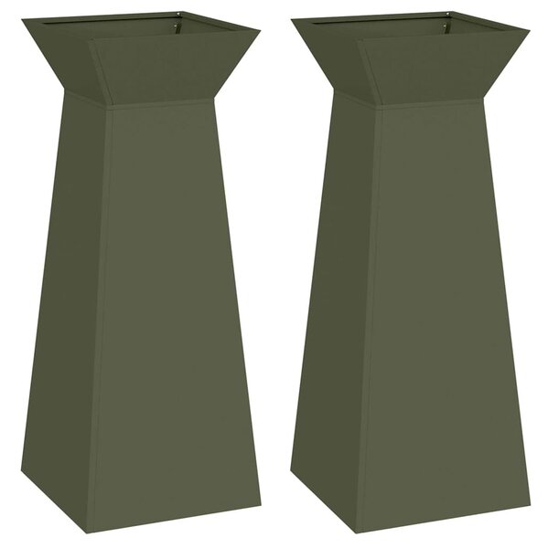 Donica słupowa 2 pcs Oliwkowy 40 x 40 x 100 cm