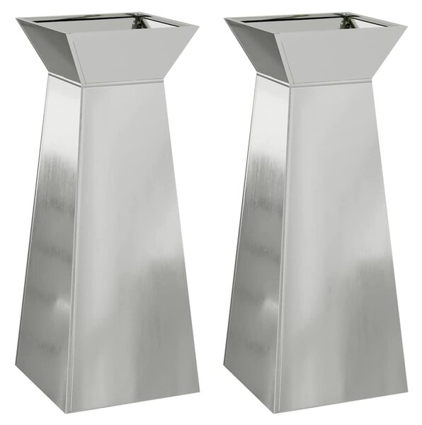 Donica słupowa 2 pcs Srebrny 40 x 40 x 100 cm
