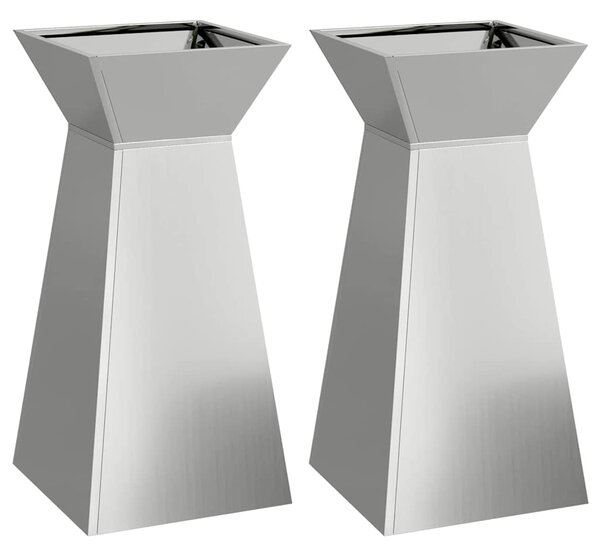 Donica słupowa 2 pcs Srebrny 35 x 35 x 73 cm