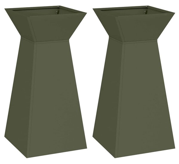 Donica słupowa 2 pcs Oliwkowy 35 x 35 x 73 cm