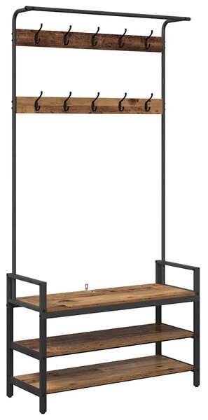 Wieszak na płaszcze z półką Stare drewno 95 x 34 x 184 cm