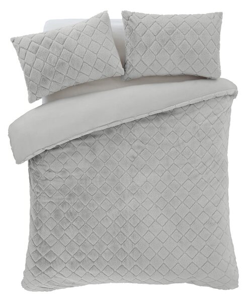 Szara pościel jednoosobowa z mikropluszu 135x200 cm Cosy Diamond – Catherine Lansfield