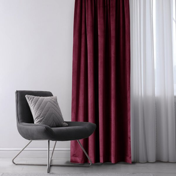 Bordowa aksamitna zasłona częściowo zaciemniająca (dimout) 140x245 cm Eyelets – Restilo