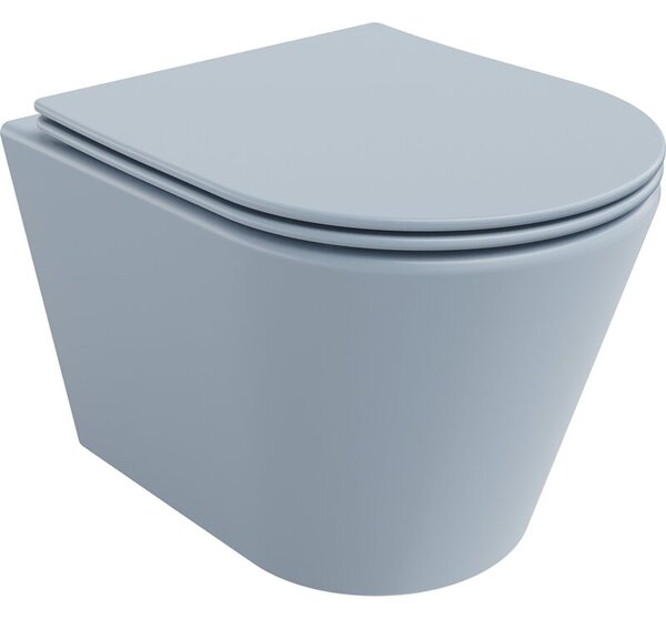 Mexen Rico miska wc Rimless z deską wolnoopadającą slim, duroplast, szara-niebieska mat - 30724069