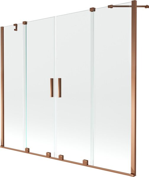 Mexen Velar Duo parawan nawannowy 2-skrzydłowy rozsuwany 190 x 150 cm, transparent, różowe złoto - 896-190-000-02-60