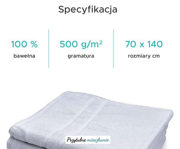 Ręcznik kąpielowy hotelowy Royal 70x140 cm biały, 100% bawełna