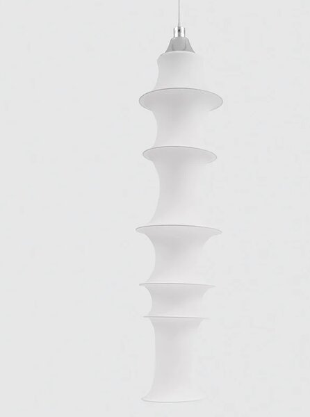 Długa lampa wisząca Falkland - biała tkanina, nowoczesna, 165cm
