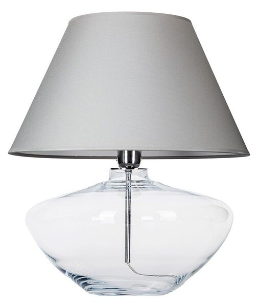 Elegancka lampa stołowa Madrid - bezbarwna, szary abażur