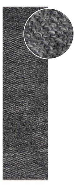 Ciemnoszary chodnik z mieszanki wełny tkany ręcznie 60x230 cm Minerals – Flair Rugs
