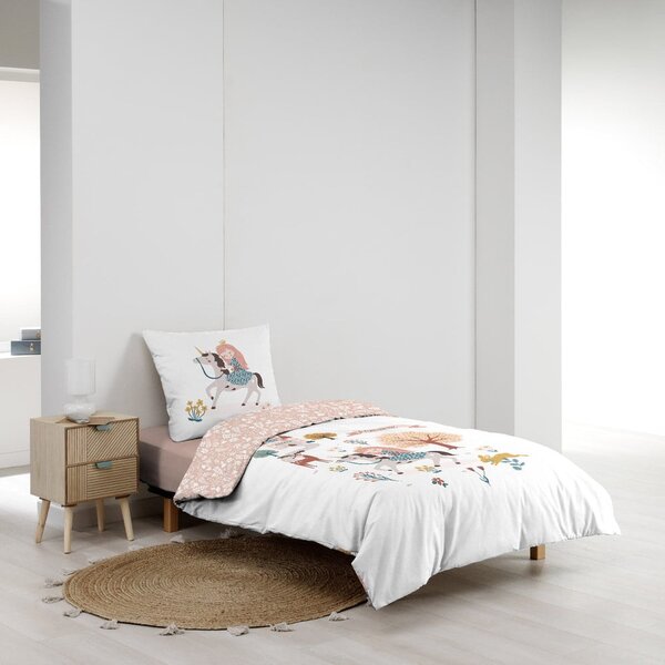Biało-różowa bawełniana pościel dziecięca jednoosobowa 140x200 cm Lilibelle – douceur d'intérieur
