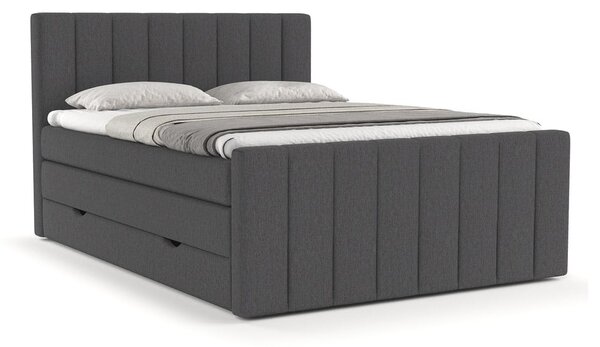 Szare łóżko boxspring ze schowkiem 140x200 cm Ruby – Maison de Rêve