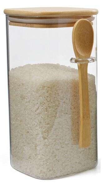 Maxxo pojemnik szklany Bamboo z łyżką, 1,2 l