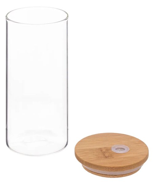 Słoik z bambusową pokrywką i słomką PALM 400 ml