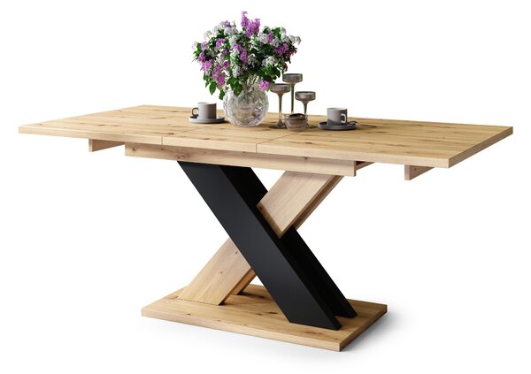 KARO Dąb Artisan/Czarny Mat - NOWOCZESNY STÓŁ ROZKŁADANY DO 180 cm!